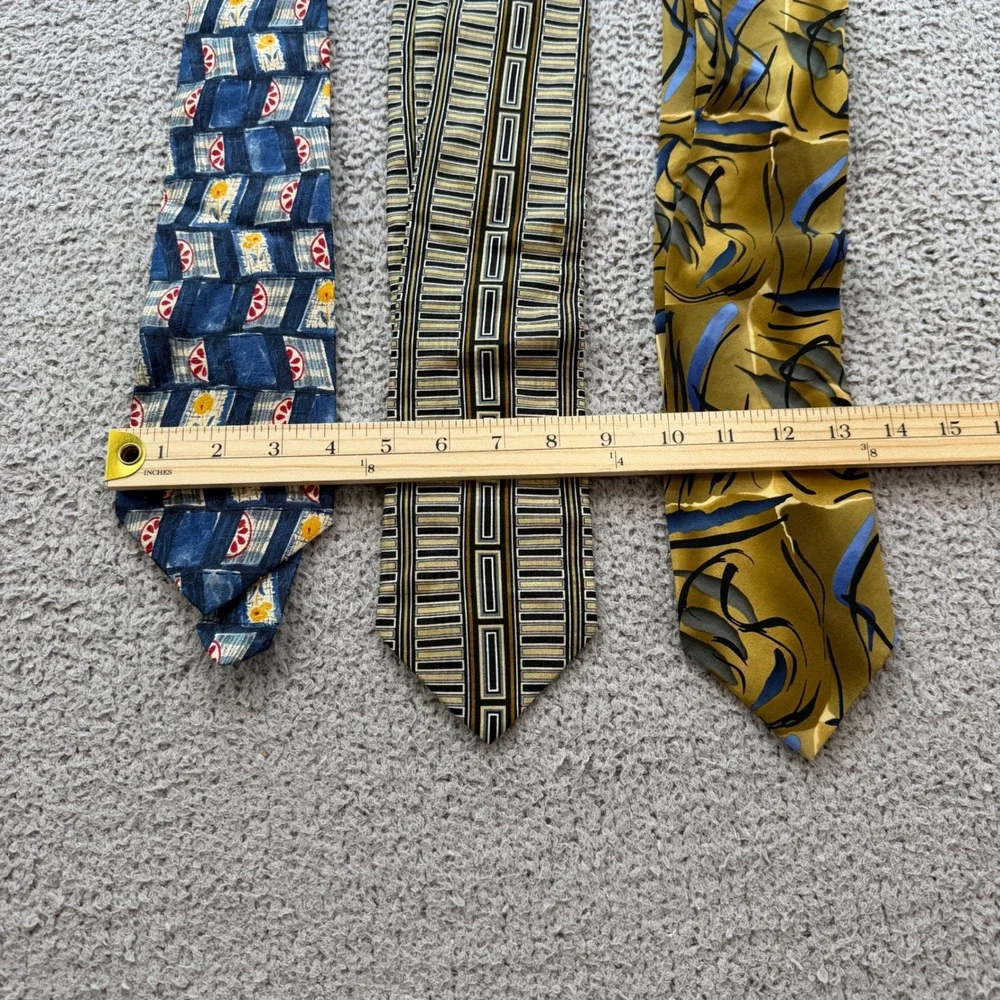 Vintage 90s Silk Tie Lot Geoffrey Beene Croft Barrow Palatina Abstract Geometric